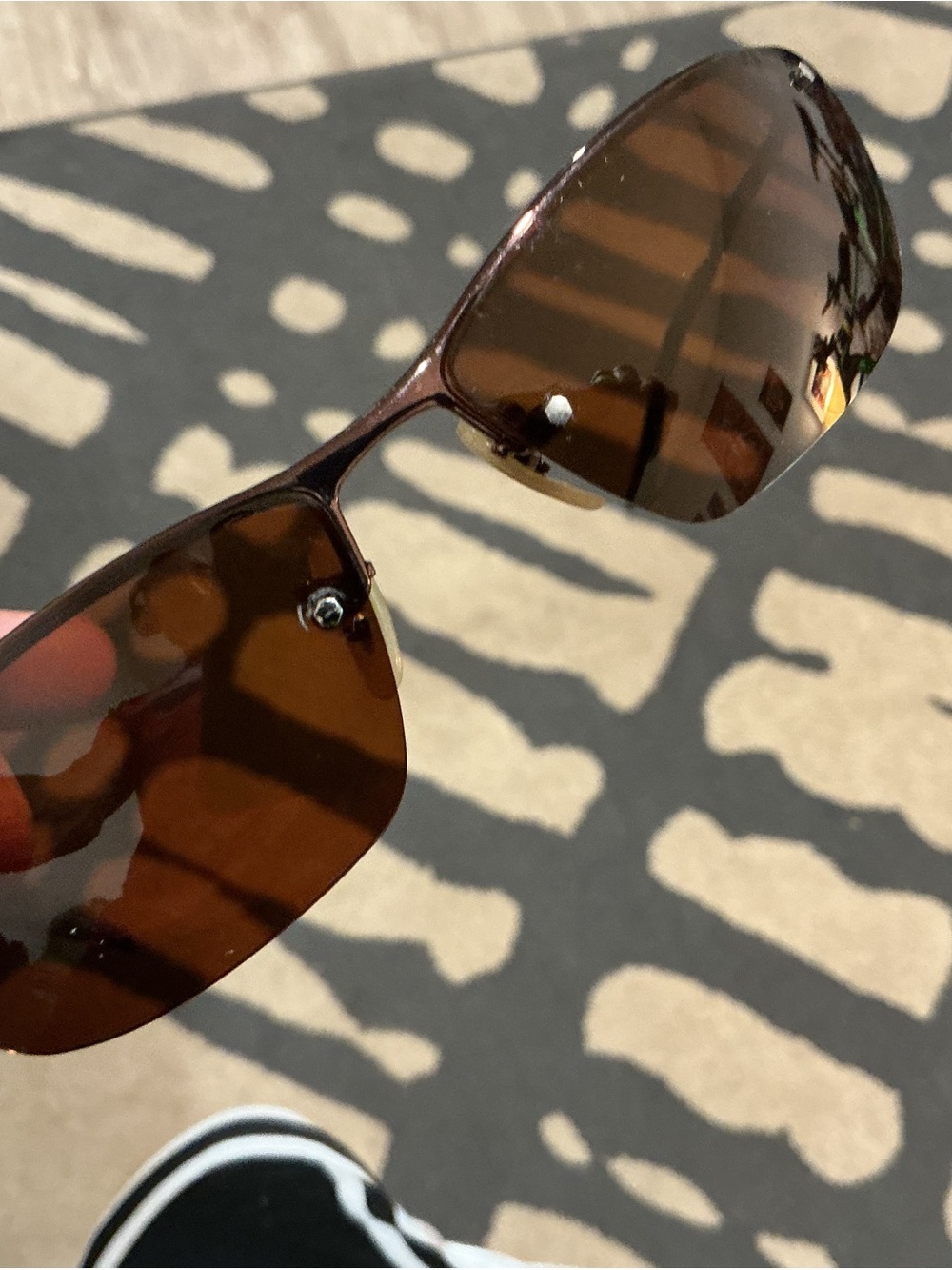 Ray-Ban Men's Brown Rimless Sunglasses with Brown Lenses